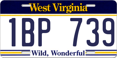 WV license plate 1BP739