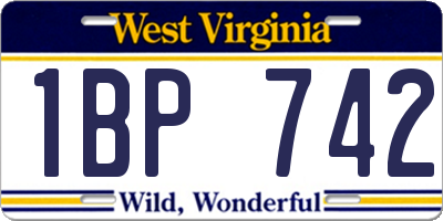 WV license plate 1BP742