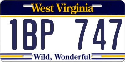 WV license plate 1BP747