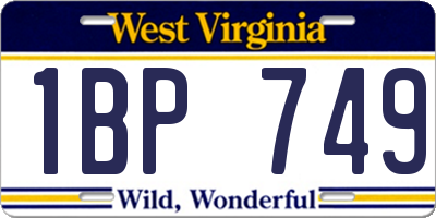 WV license plate 1BP749