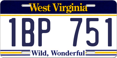 WV license plate 1BP751