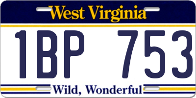 WV license plate 1BP753