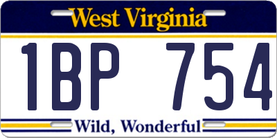 WV license plate 1BP754