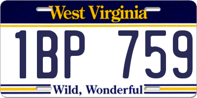 WV license plate 1BP759
