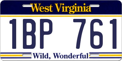 WV license plate 1BP761