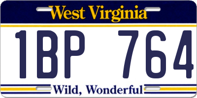 WV license plate 1BP764