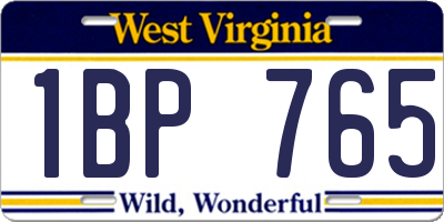 WV license plate 1BP765