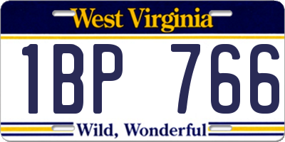 WV license plate 1BP766