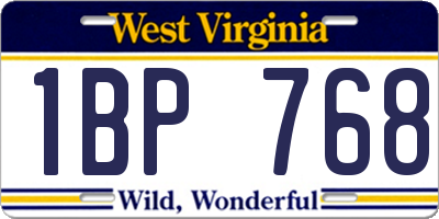 WV license plate 1BP768