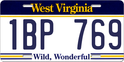 WV license plate 1BP769