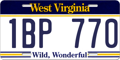 WV license plate 1BP770