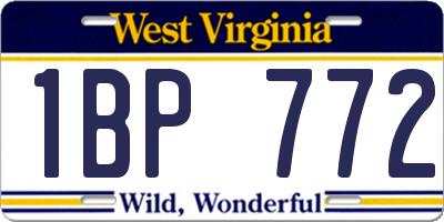 WV license plate 1BP772