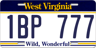 WV license plate 1BP777