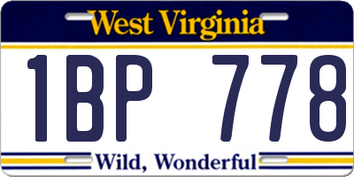 WV license plate 1BP778