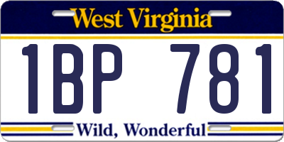 WV license plate 1BP781