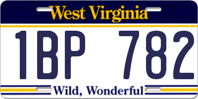 WV license plate 1BP782