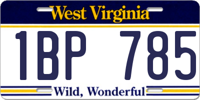 WV license plate 1BP785