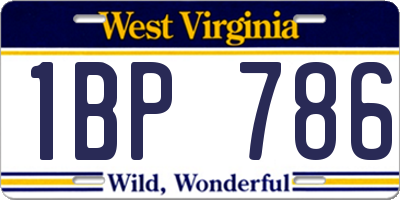 WV license plate 1BP786