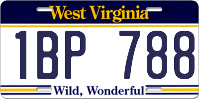 WV license plate 1BP788