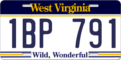 WV license plate 1BP791