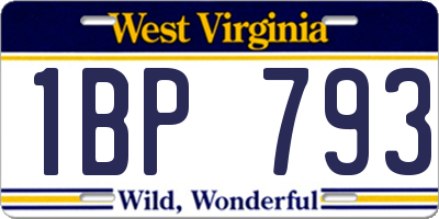 WV license plate 1BP793
