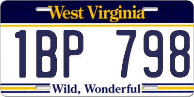 WV license plate 1BP798