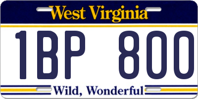 WV license plate 1BP800