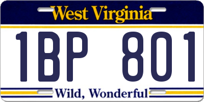 WV license plate 1BP801