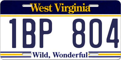 WV license plate 1BP804