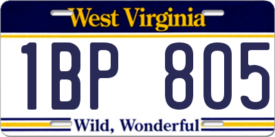 WV license plate 1BP805