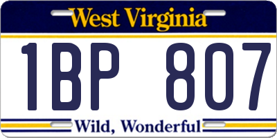 WV license plate 1BP807