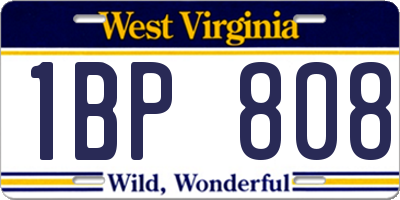 WV license plate 1BP808