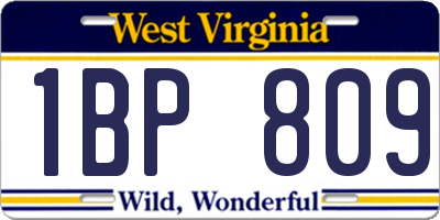 WV license plate 1BP809