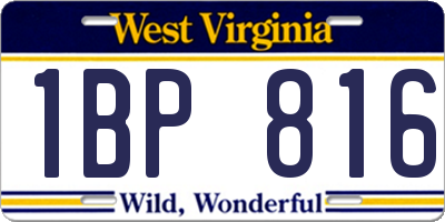 WV license plate 1BP816