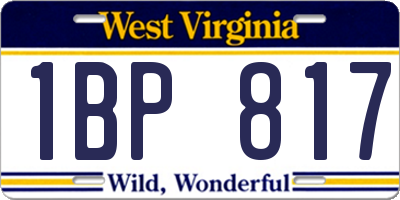 WV license plate 1BP817