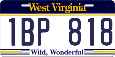 WV license plate 1BP818