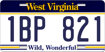 WV license plate 1BP821