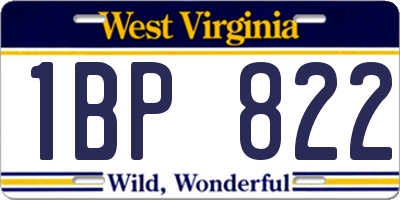WV license plate 1BP822