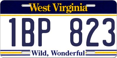 WV license plate 1BP823