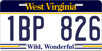 WV license plate 1BP826