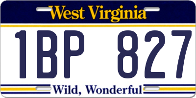 WV license plate 1BP827