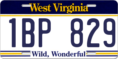 WV license plate 1BP829