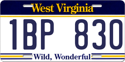 WV license plate 1BP830