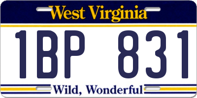 WV license plate 1BP831