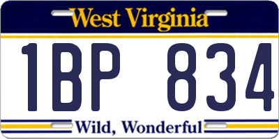 WV license plate 1BP834