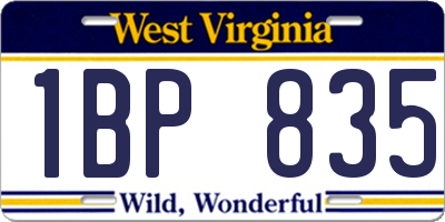 WV license plate 1BP835