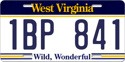WV license plate 1BP841