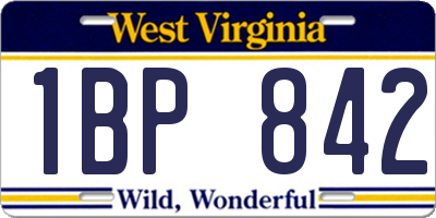 WV license plate 1BP842