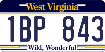 WV license plate 1BP843