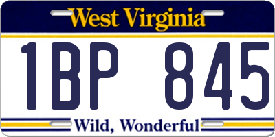 WV license plate 1BP845